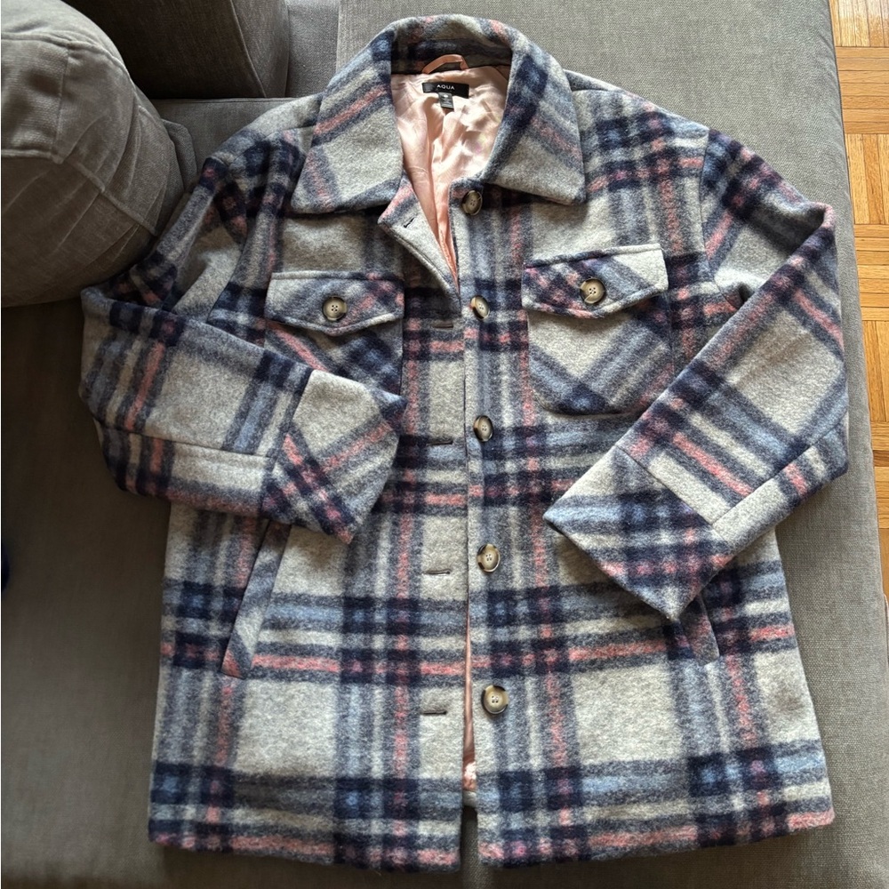 Aqua Plaid Jacket, Size S